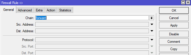 Принцип построения цепочек правил фильтрации трафика В Mikrotik действует принцип - разрешено все что не запрещено.-22