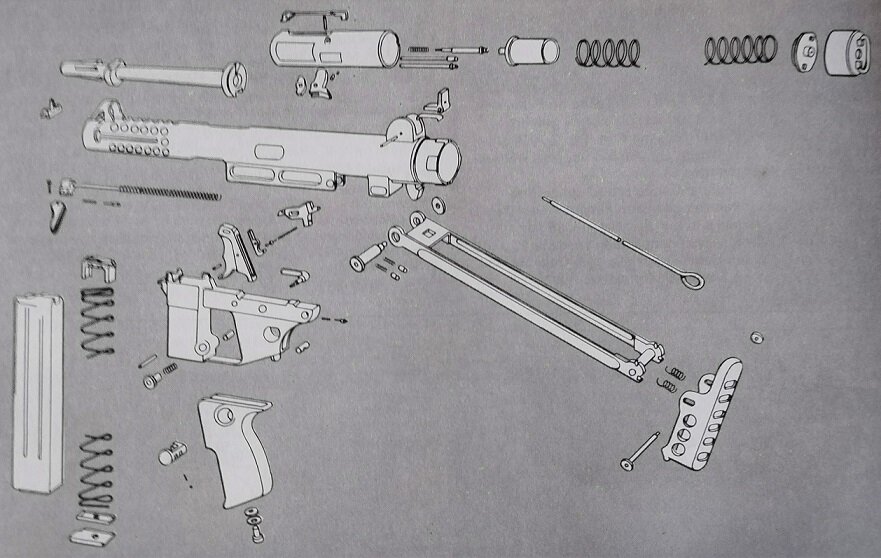 Взрыв-схема пистолета-пулемета.