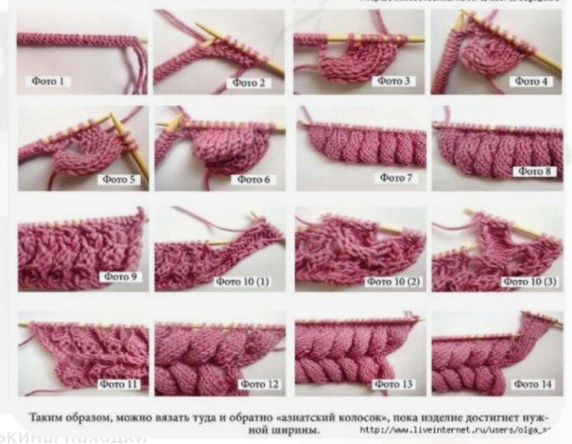 Вязание спицами для начинающих. Схема, узор - Азиатский колосок /// Knitting for beginners