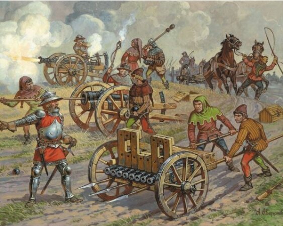 На картинке средневековые пушки и орудие "Орган"