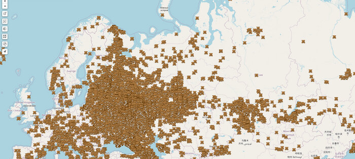 различные метки интересных мест.