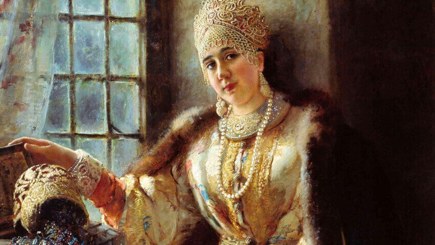 «Боярыня у окна», Константин Егорович Маковский, 1884 / Омский музей им. М. А. Врубеля