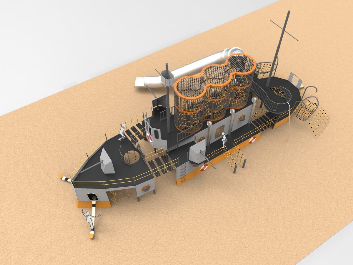 3d-визуализация проекта детской площадки Шелби «Крейсер Аврора»