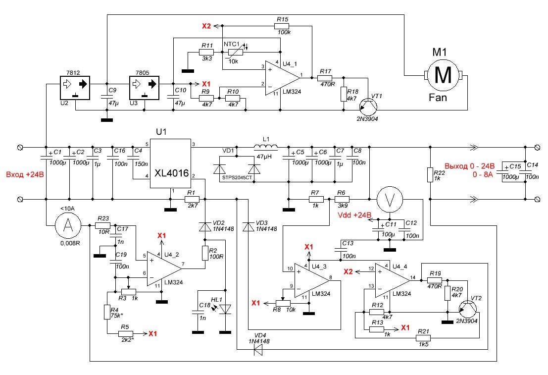 Схема понижающего преобразователя на xl4016