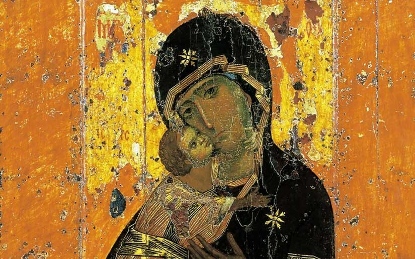 Владимирская икона Божьей матери. Фрагмент