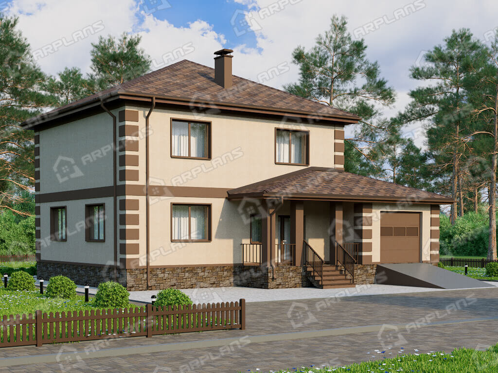 Фото 1 двухэтажного дома из газобетона. Источник arplans.ru Проект К-360 