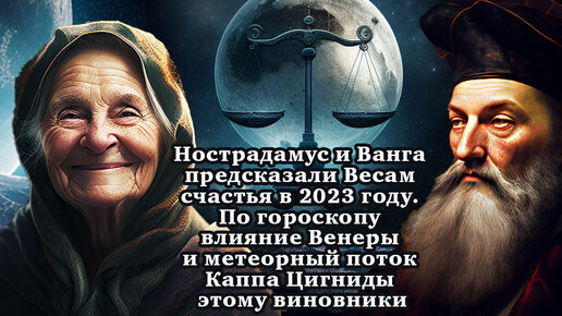 Нострадамус и Ванга предсказали Весам счастья в 2023 году. По гороскопу влияние Венеры и метеорный поток Каппа Цигниды этому виновники