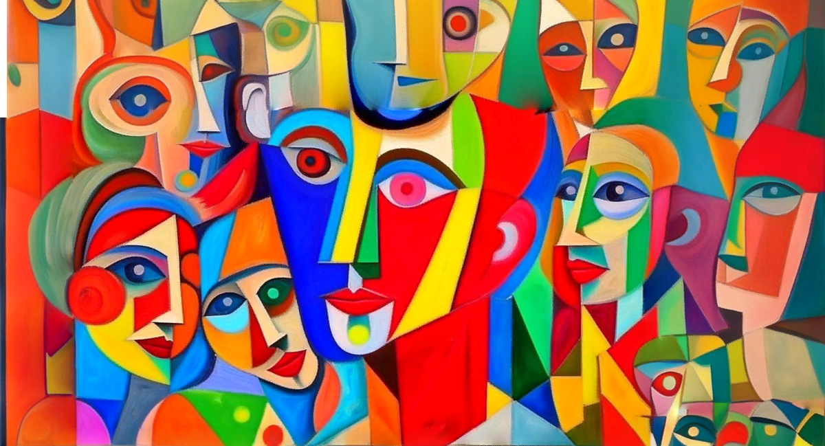 Картина "Мальчик и сто девочек", незаконченная.