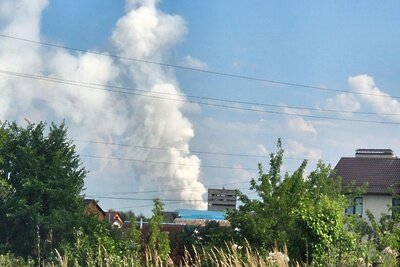    Пожар на кислородно‑аккумуляторном складе в Подмосковье ©Стрингер