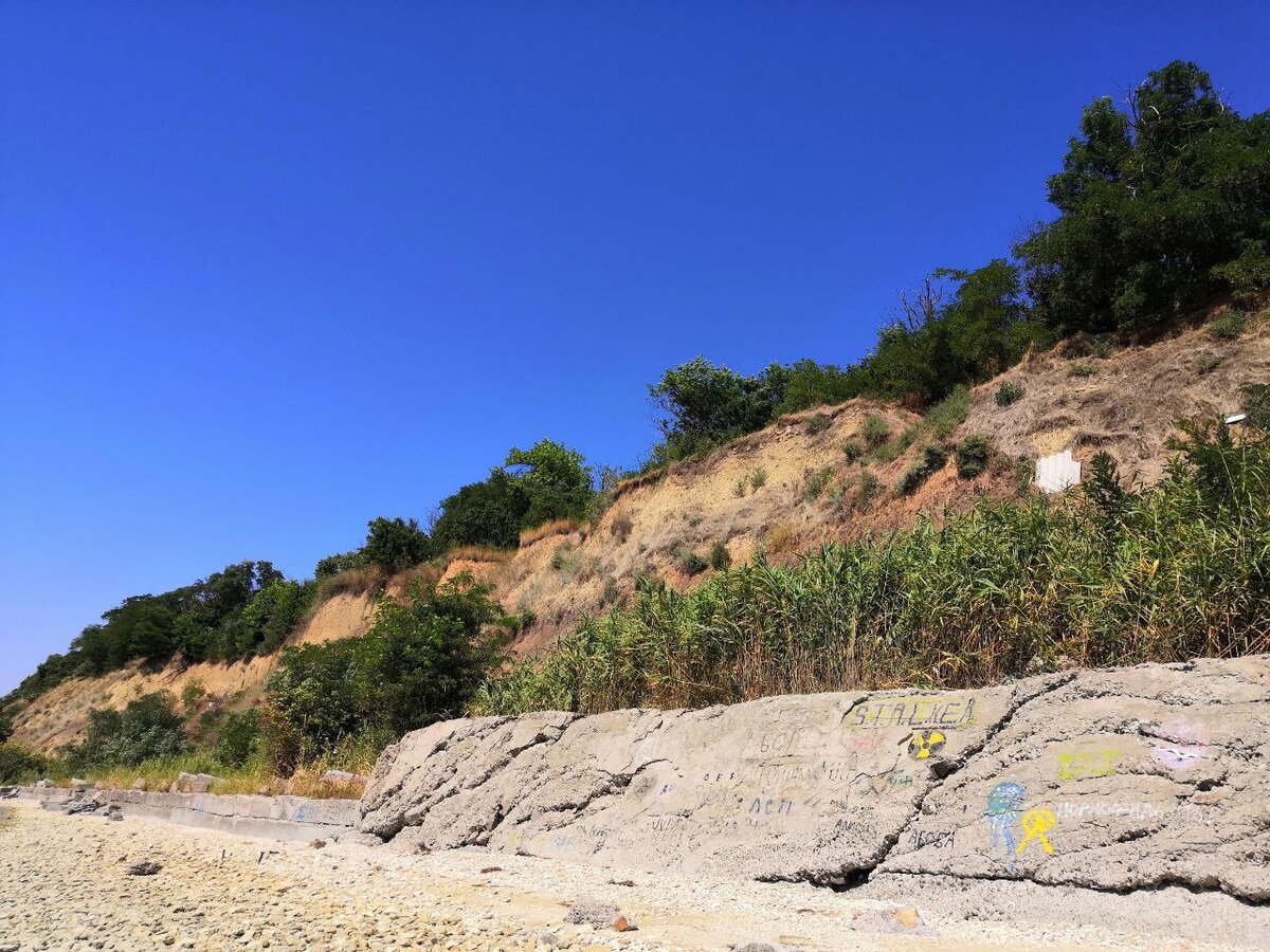 Вот такой обрывистый берег