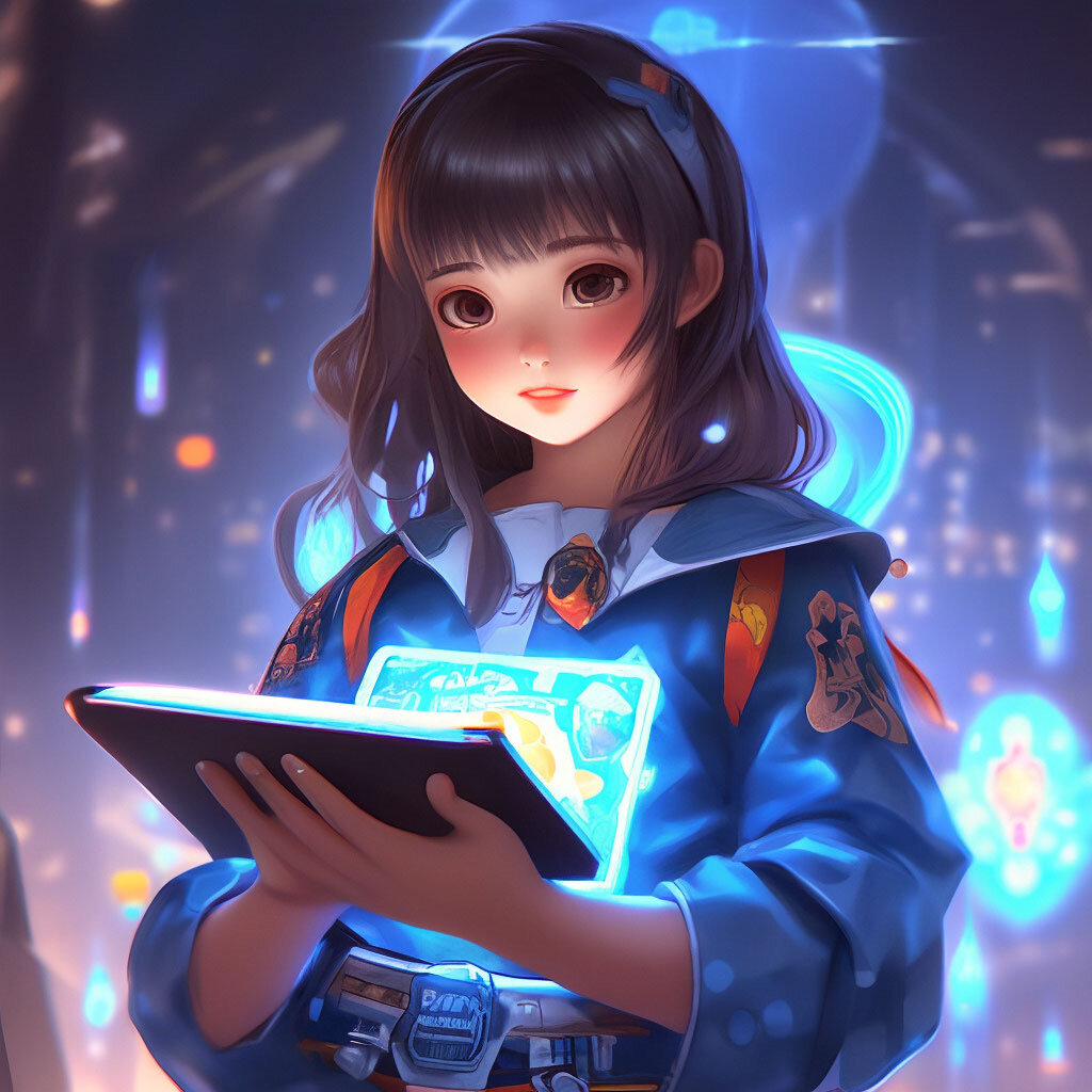 Промт: Ai в виде девушки с планшетом в руках