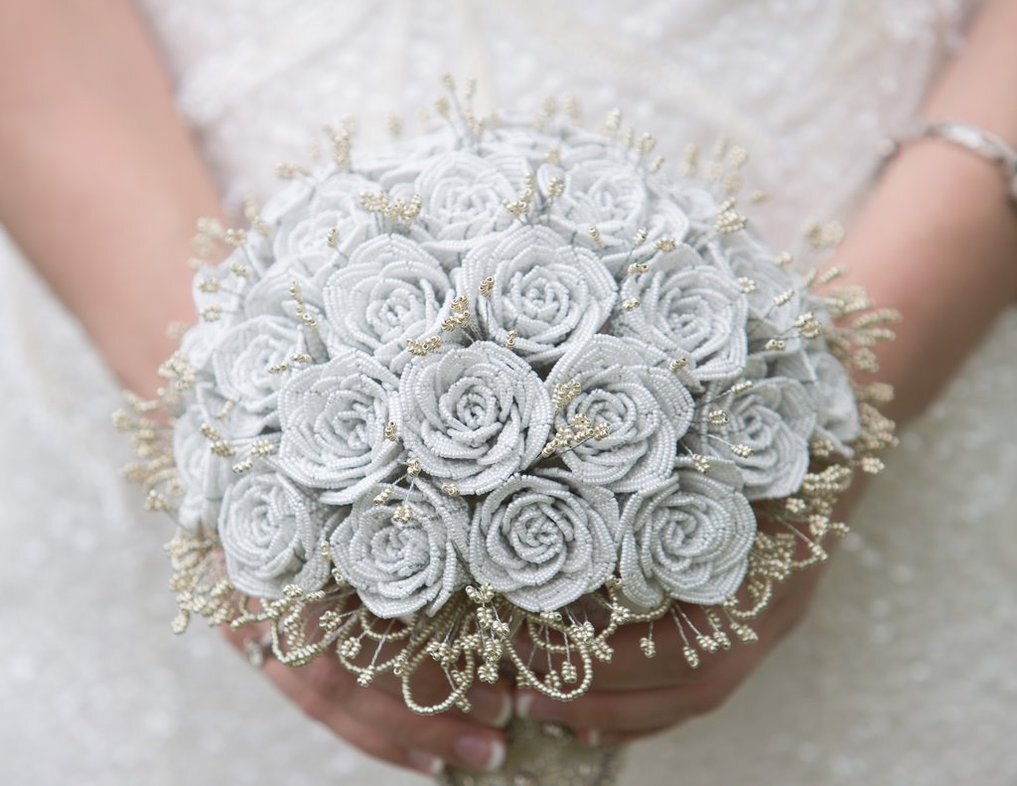 Ожерелье из бисера Цветы для невесты белое № - купить в Украине на kormstroytorg.ru