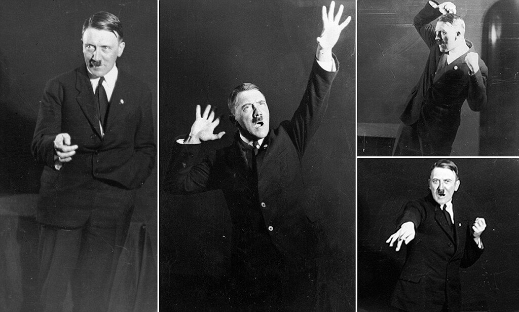 Молодой Адольф тренируется выступать перед публикой. 1920-ые.