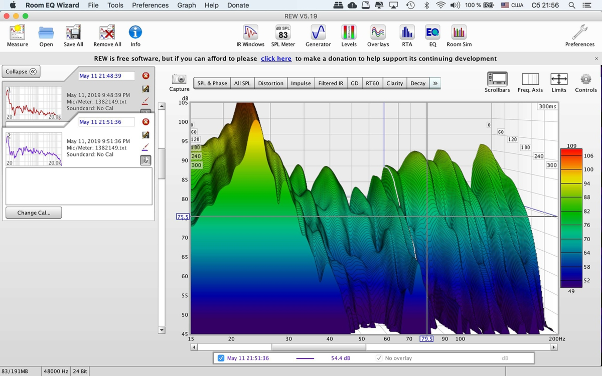 Пример интерфейса программы Room EQ Wizard
