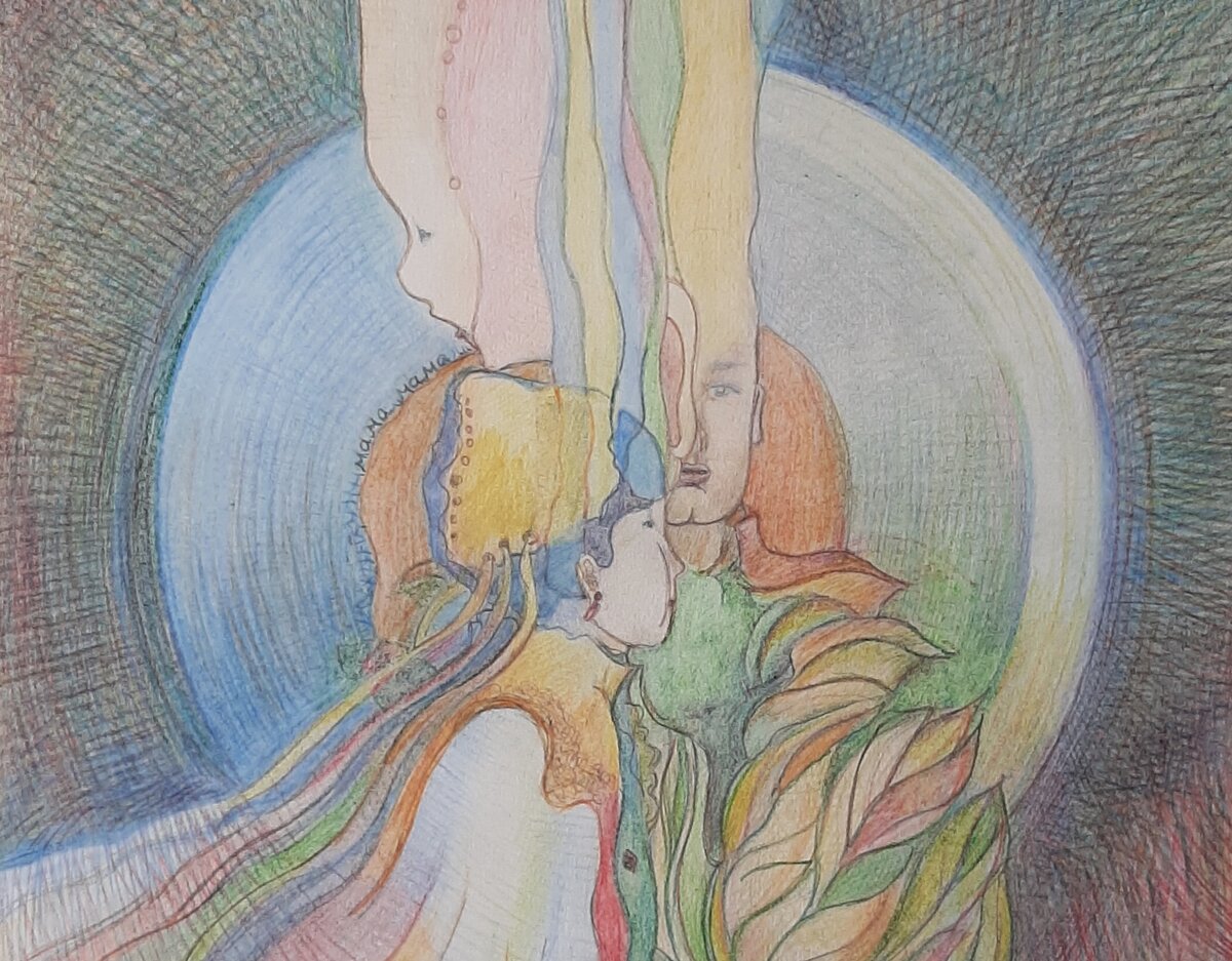 В цикле воплощений. Бумага, карандаш. 2005 г. Глызина Елена.