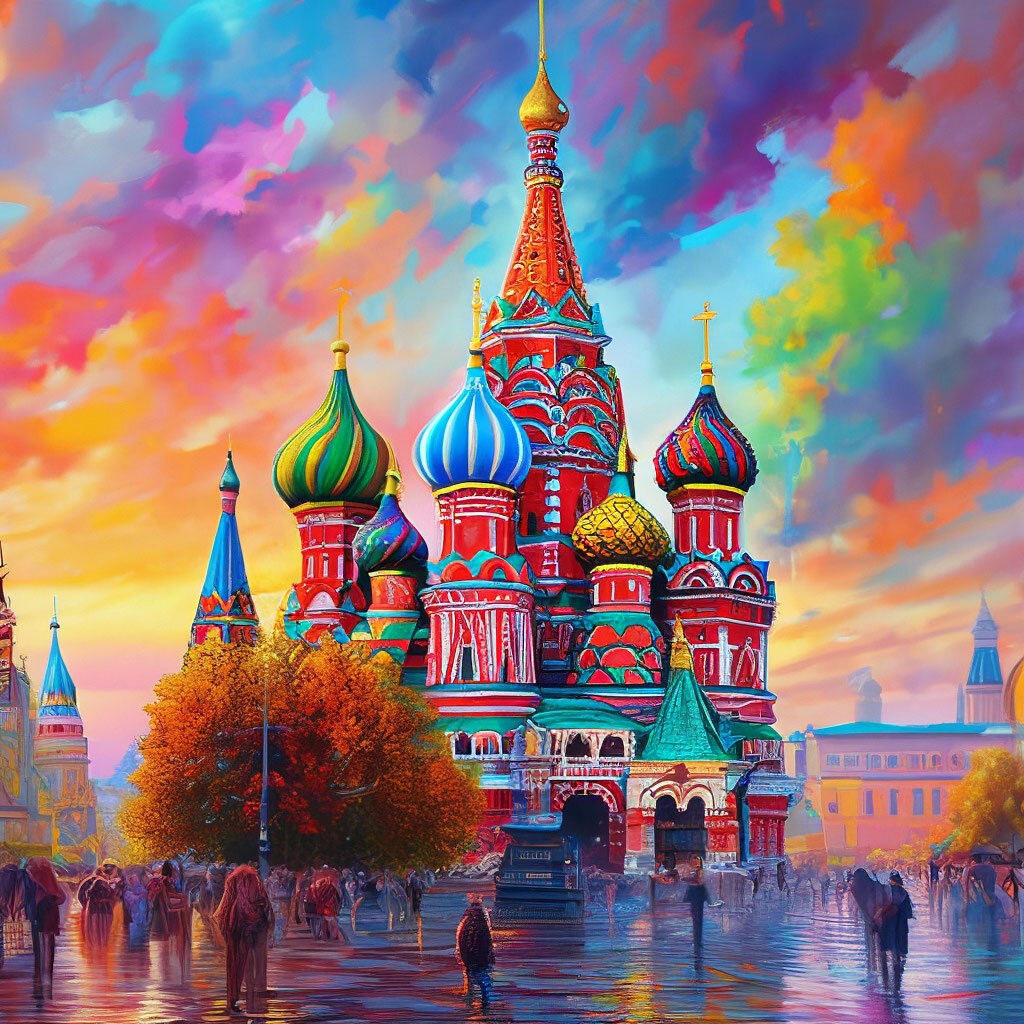 Разноцветная Москва. Нейросеть Шедеврум.