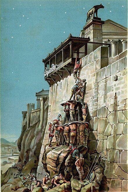 Галлы взбираются на стены Капитолия