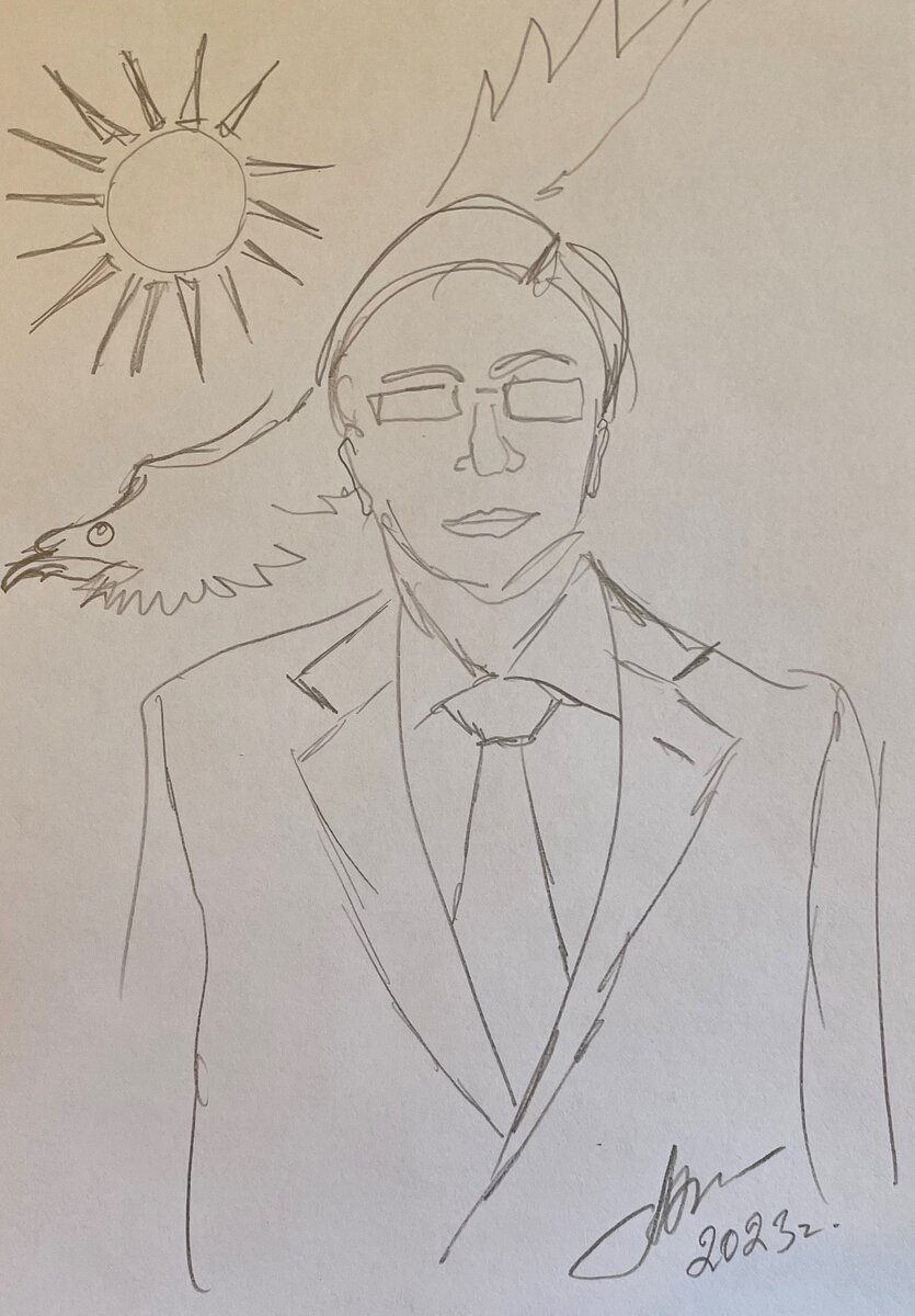 Жомар Такаев - шарж карандаш. Автор Аваков Владимир 2023 г.