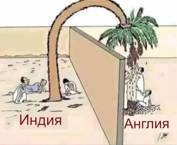 Индийская карикатура на тему колониального прошлого.