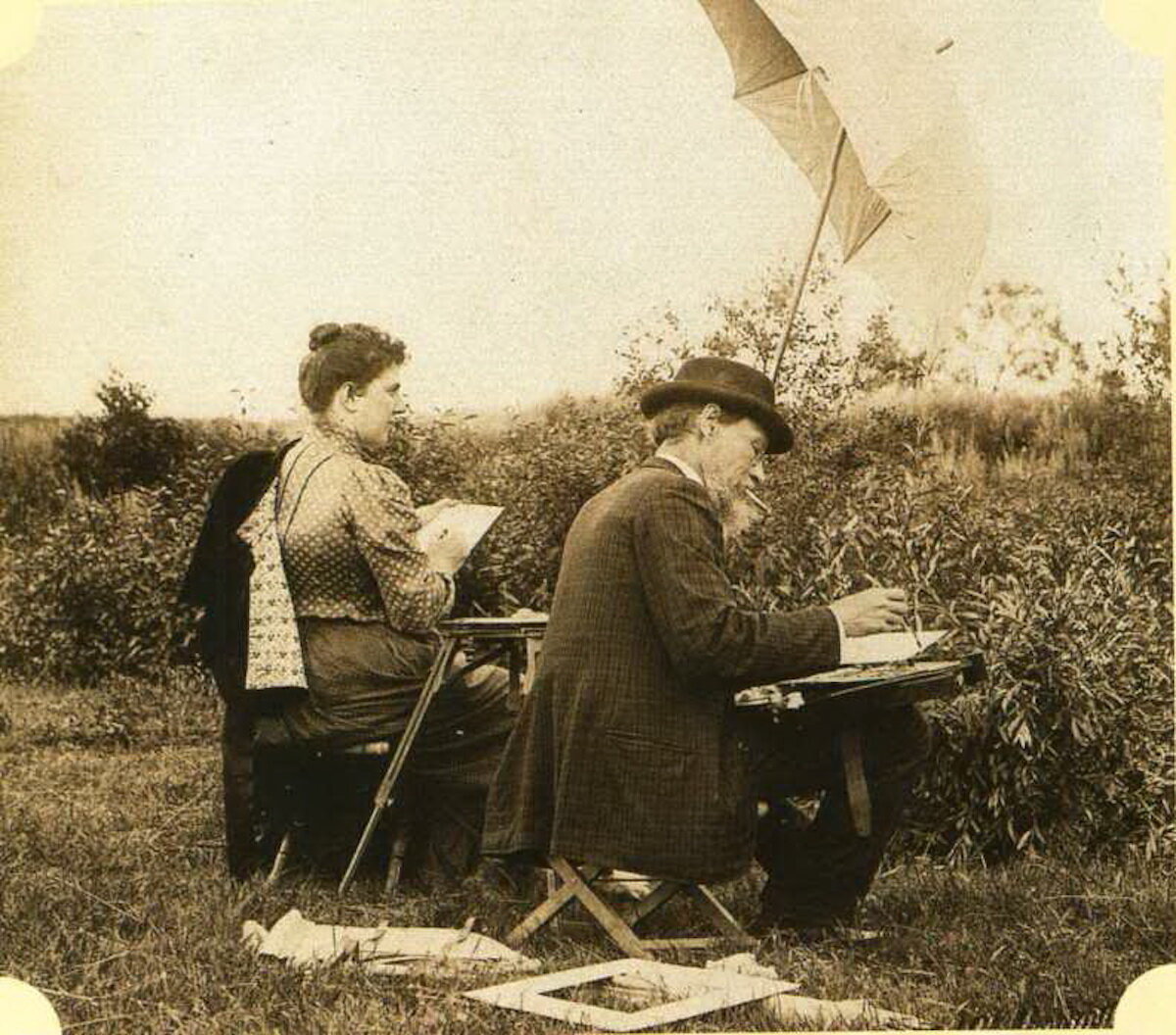 Мария Тенишева и Илья Репин на этюдах в Талашкино, 1890-е годы