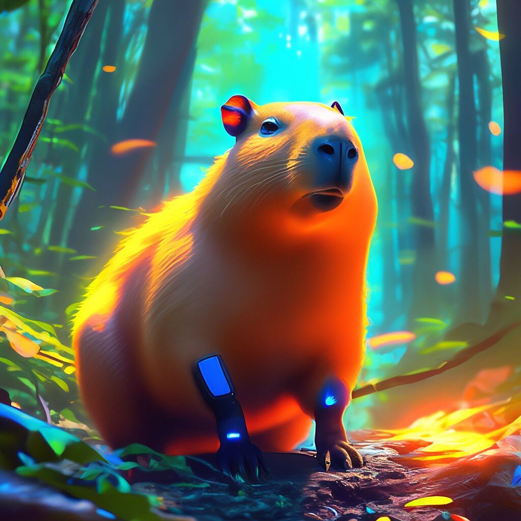 Абсурдная капибара Машка в своем лесу