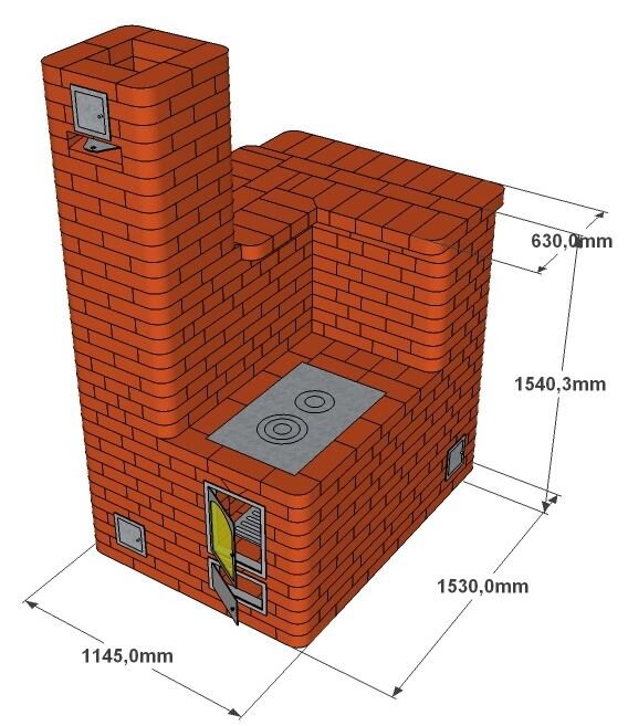 Схема печки из кирпича для дома на дровах