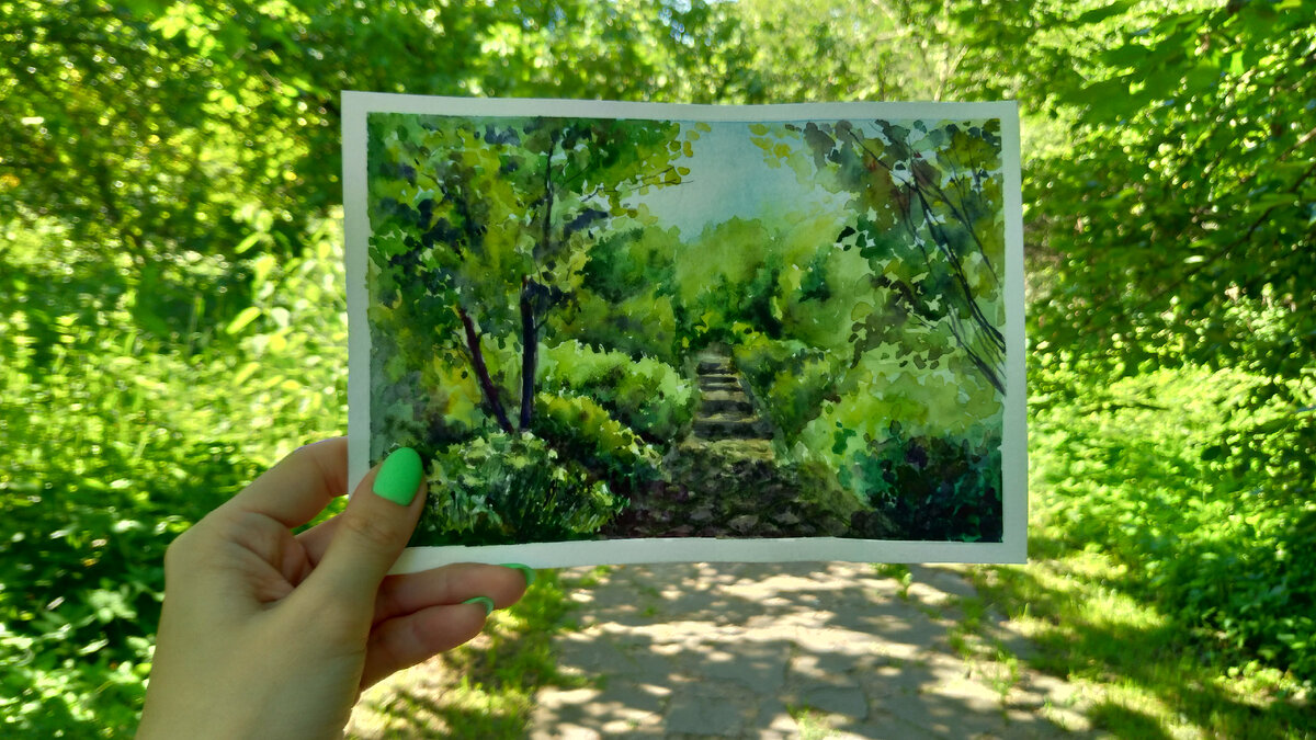 Начинать новое непросто. Но когда процесс дарит положительные эмоции, дело идет гораздо лучше. Пленэр в парке. Акварель, бумага 100% целлюлоза