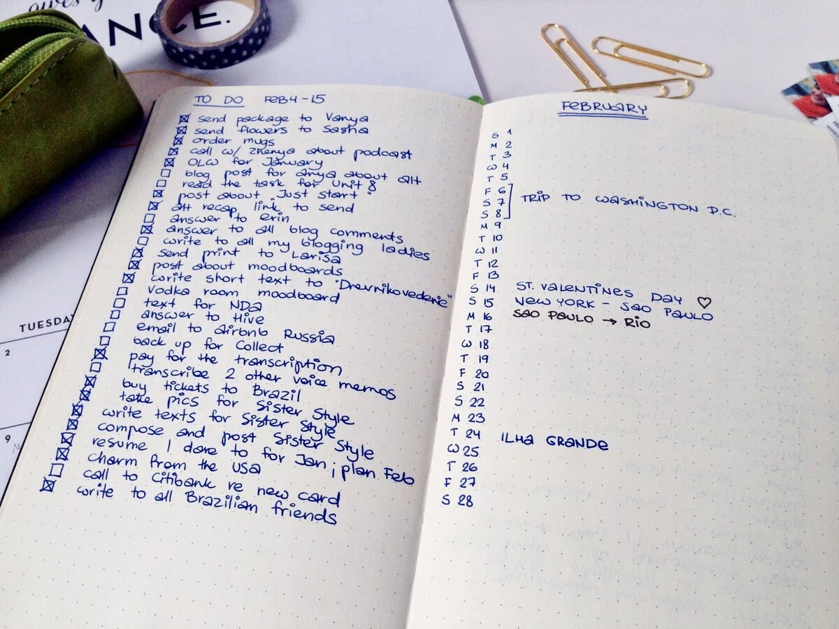 Обязательно обзаведитесь ежедневником для записей дел!!!