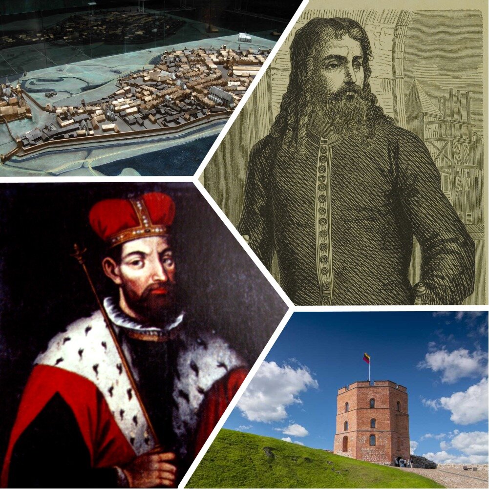 Каземир III в молодые годы. Краков XIV  века. Гедимин, Великий князь Литовский. Башня Гедимина в Литве.