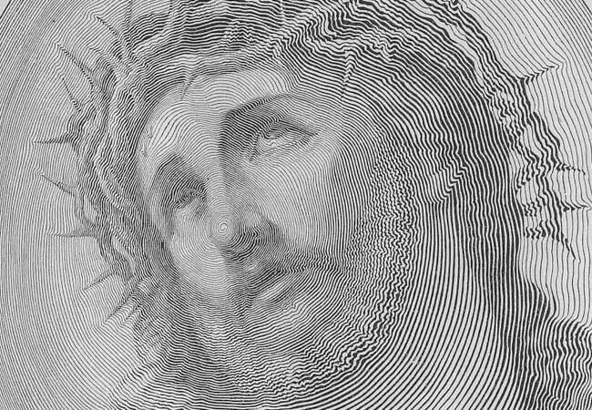 Штрих-арт (или линейное искусство) - основывается на создании изображений с помощью множества мелких линий, точек или других элементов, Иисус