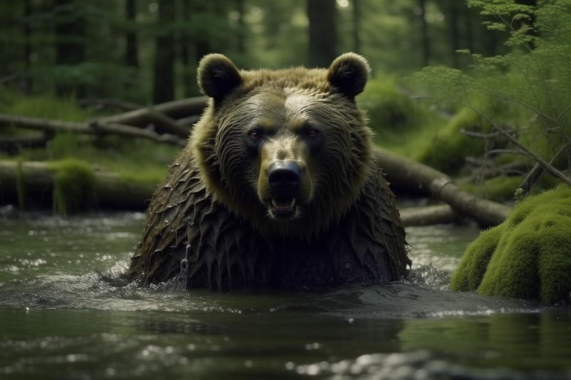 Медведь, ну, очень рассердился. И было, отчего. Нейросеть Kandinsky 2.2.