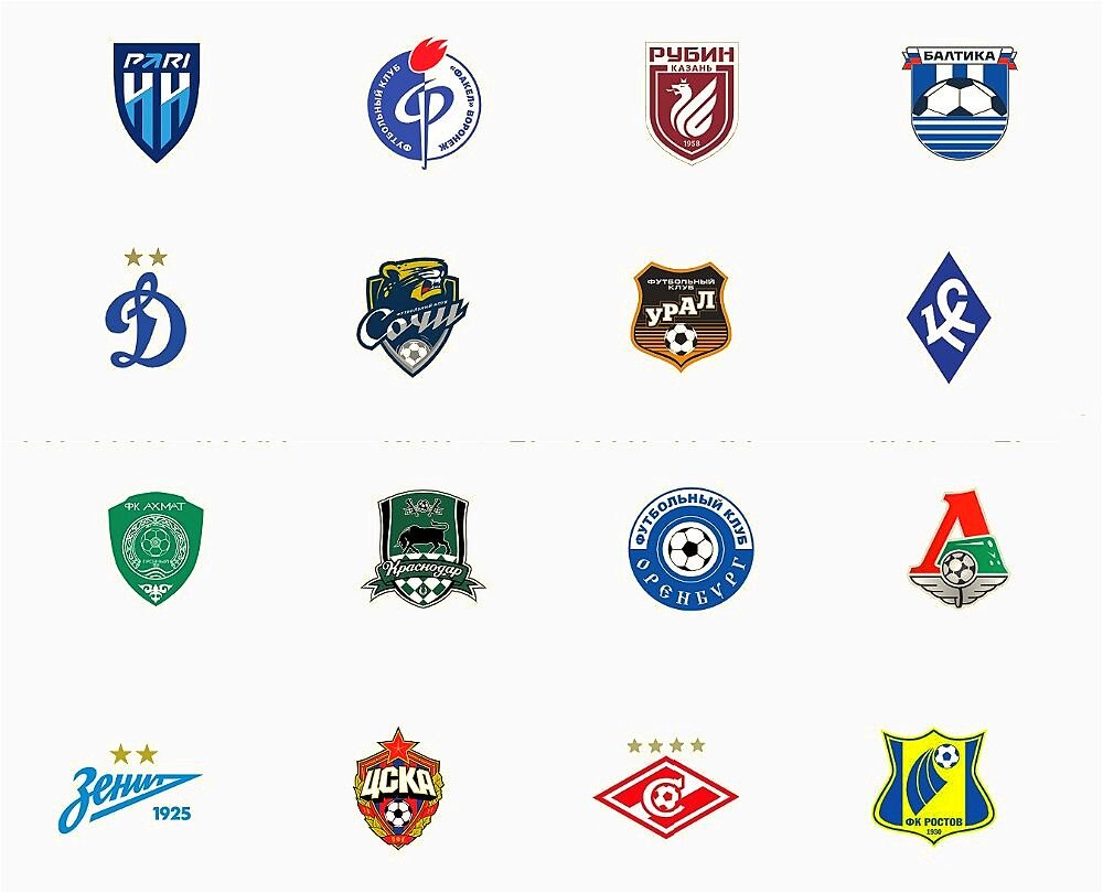 Логотипы клубов РПЛ сезона 2023/24 /// источник логотипов команд: РПЛ premierliga.ru