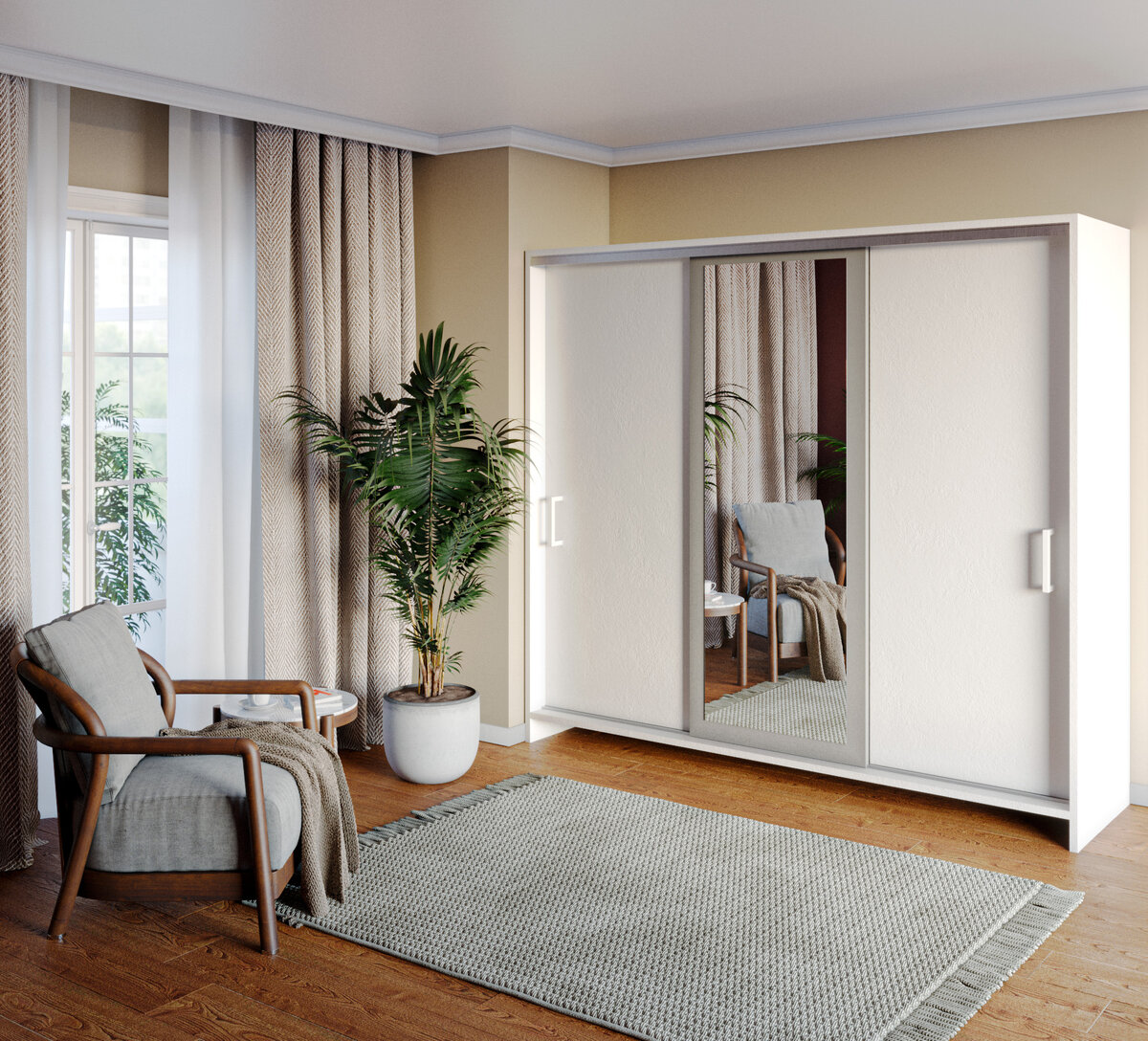 Шкаф-купе Рио в светлом исполнении от МебельОптТорг 