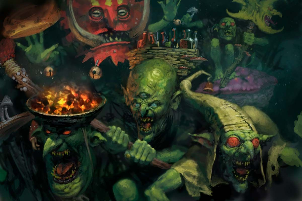 Ночь гоблинов. Гоблины вархаммер 40000. Gloomspite Gitz. Гоблины вархаммер фэнтези. Warhammer age of Sigmar гоблины.