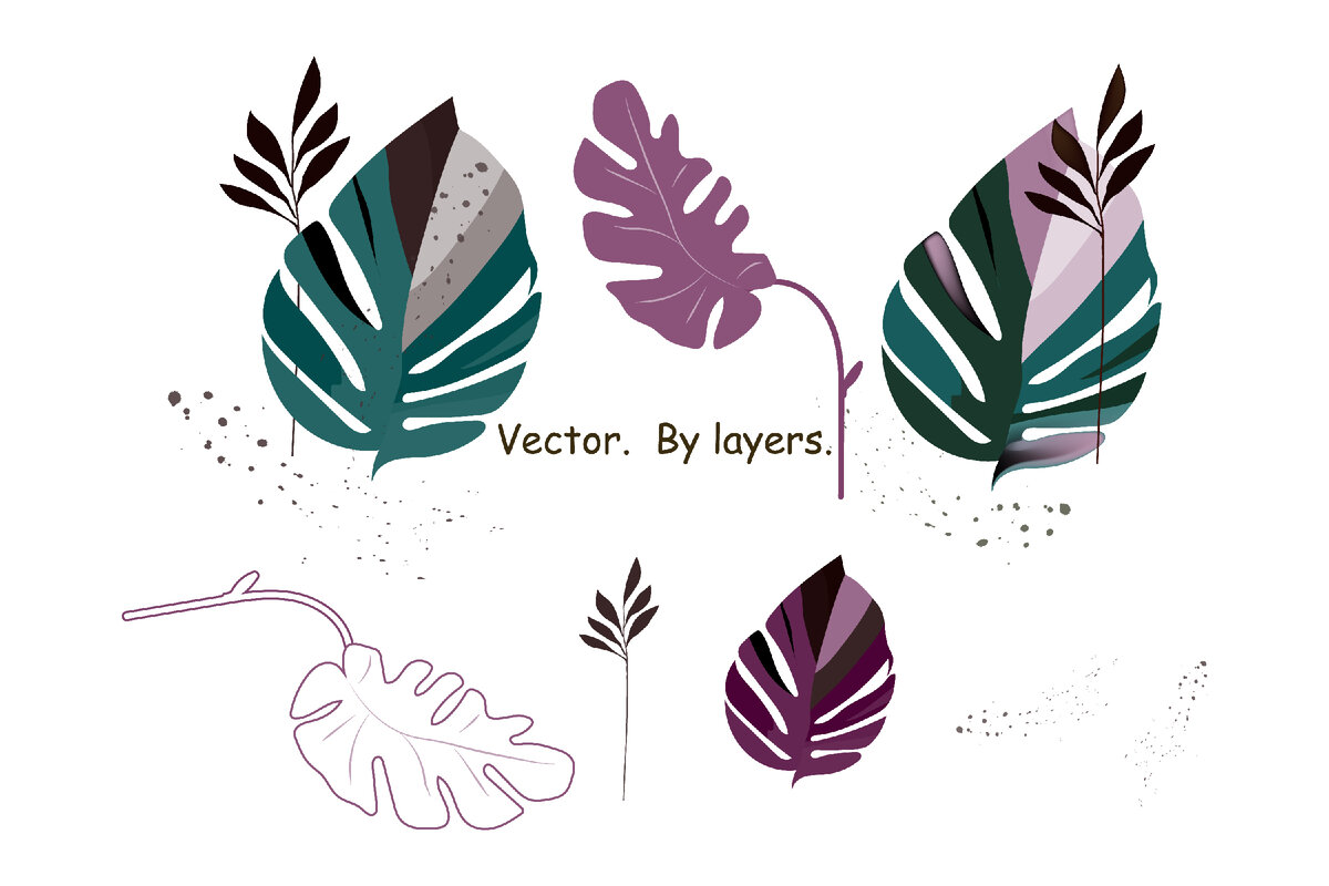 Нарисуем тропические листья..