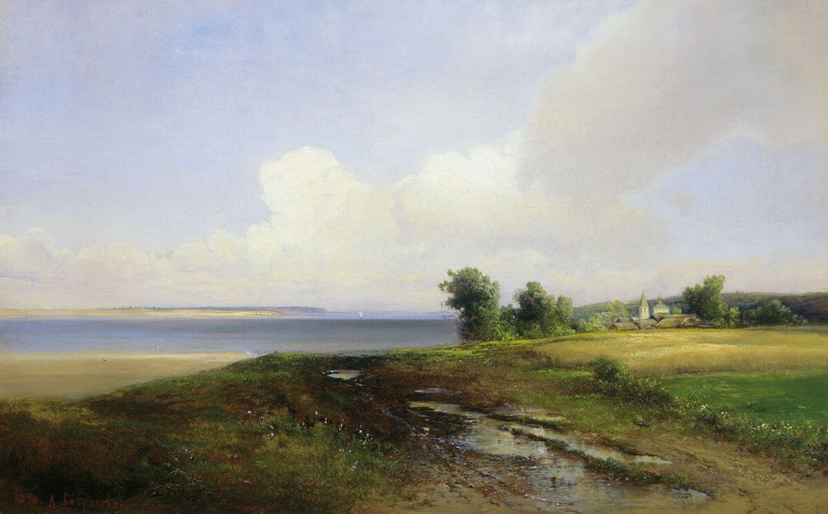 "Пейзаж. Берег Волги", 1874 Холст, масло. 42 x 68 см. Саврасов Алексей Кондратьевич