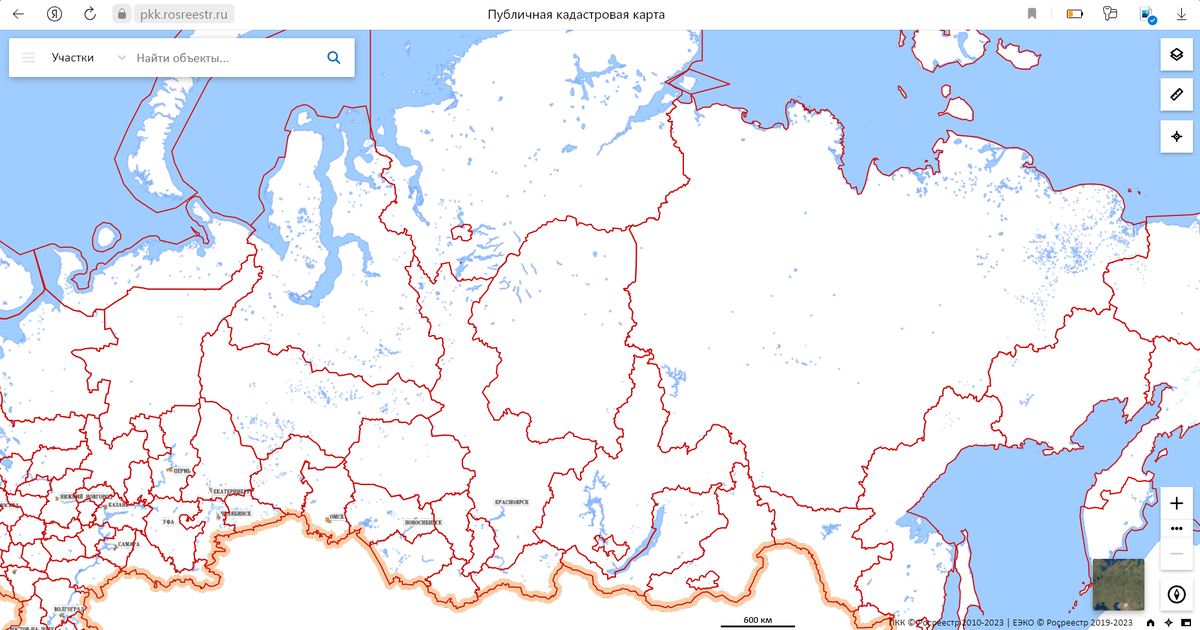 Сайт "Публичная кадастровая карта"