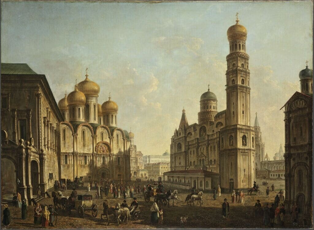 Федор Алексеев. Соборная площадь в Московском Кремле. 1800-е. Холст, масло. 82,7 x 112,5. Государственная Третьяковская галерея