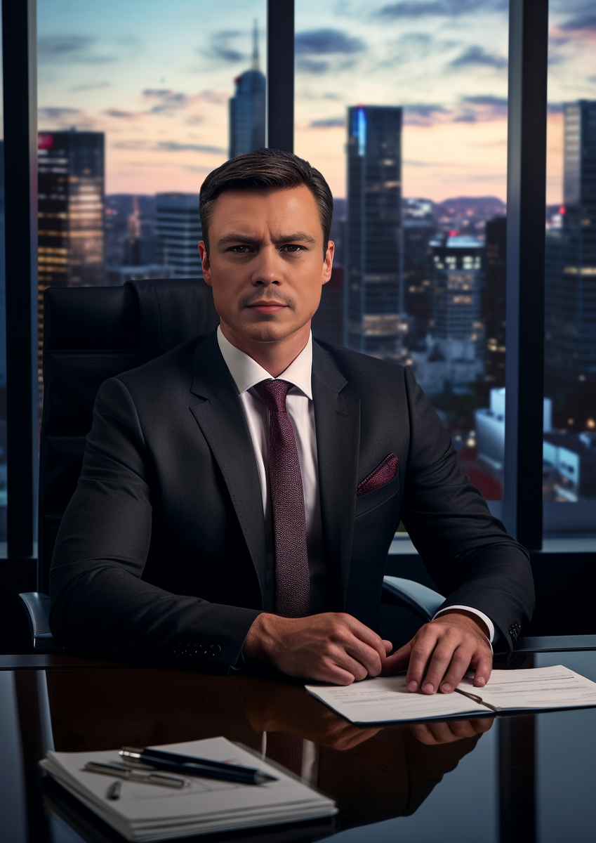 Мужской деловой образ из каталога. Офисная фотосессия. Оригинальное изображение, сгенерированное ИИ, с последующей заменой лица. 