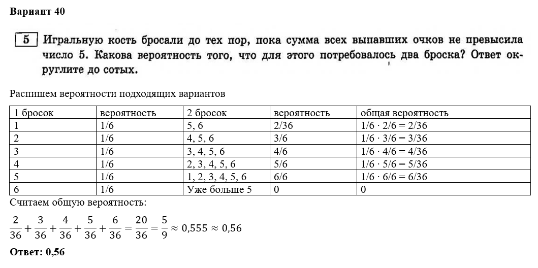 Вариант 4 егэ математика 2024