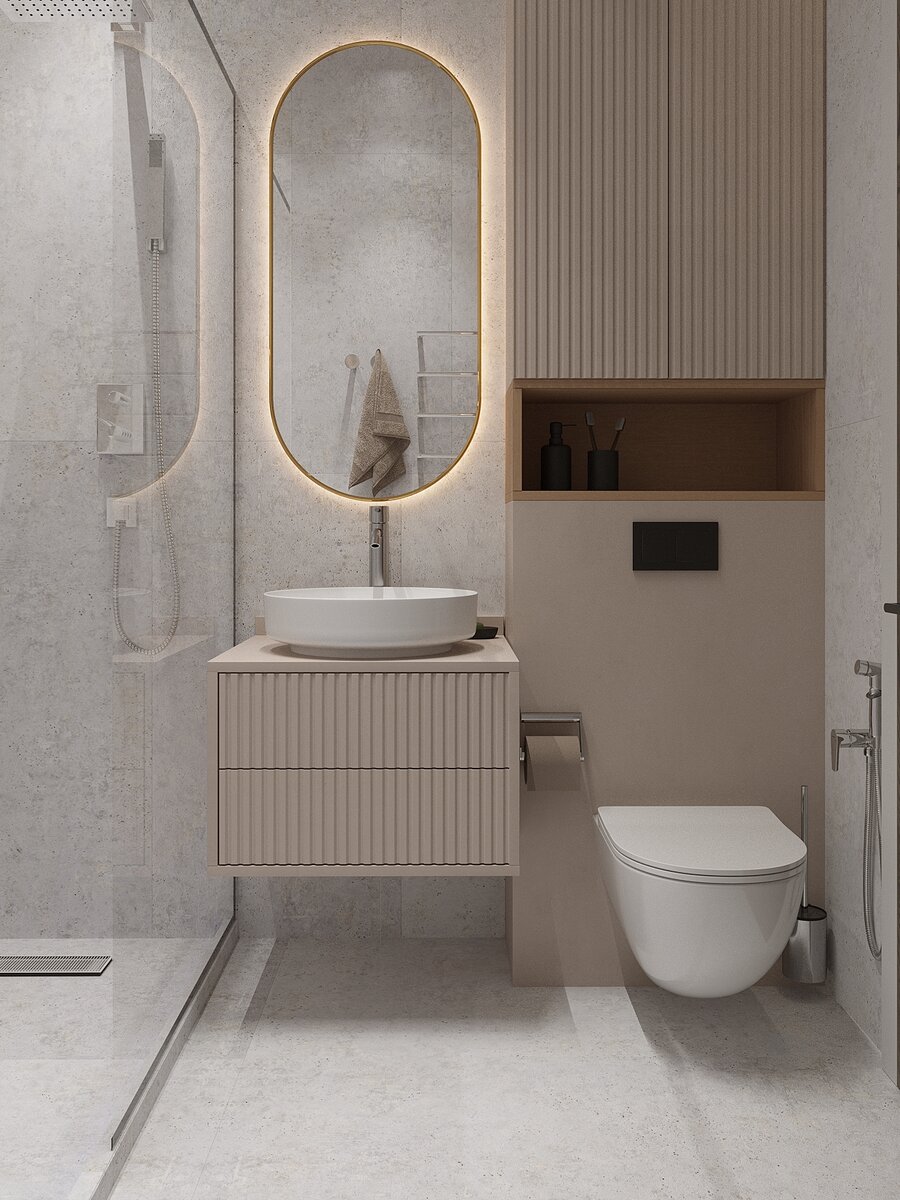 Для вашего вдохновения санузел в стиле минимализм❤️Выполнил ученик курса "Стать дизайнером легко" Макс Лейтланд