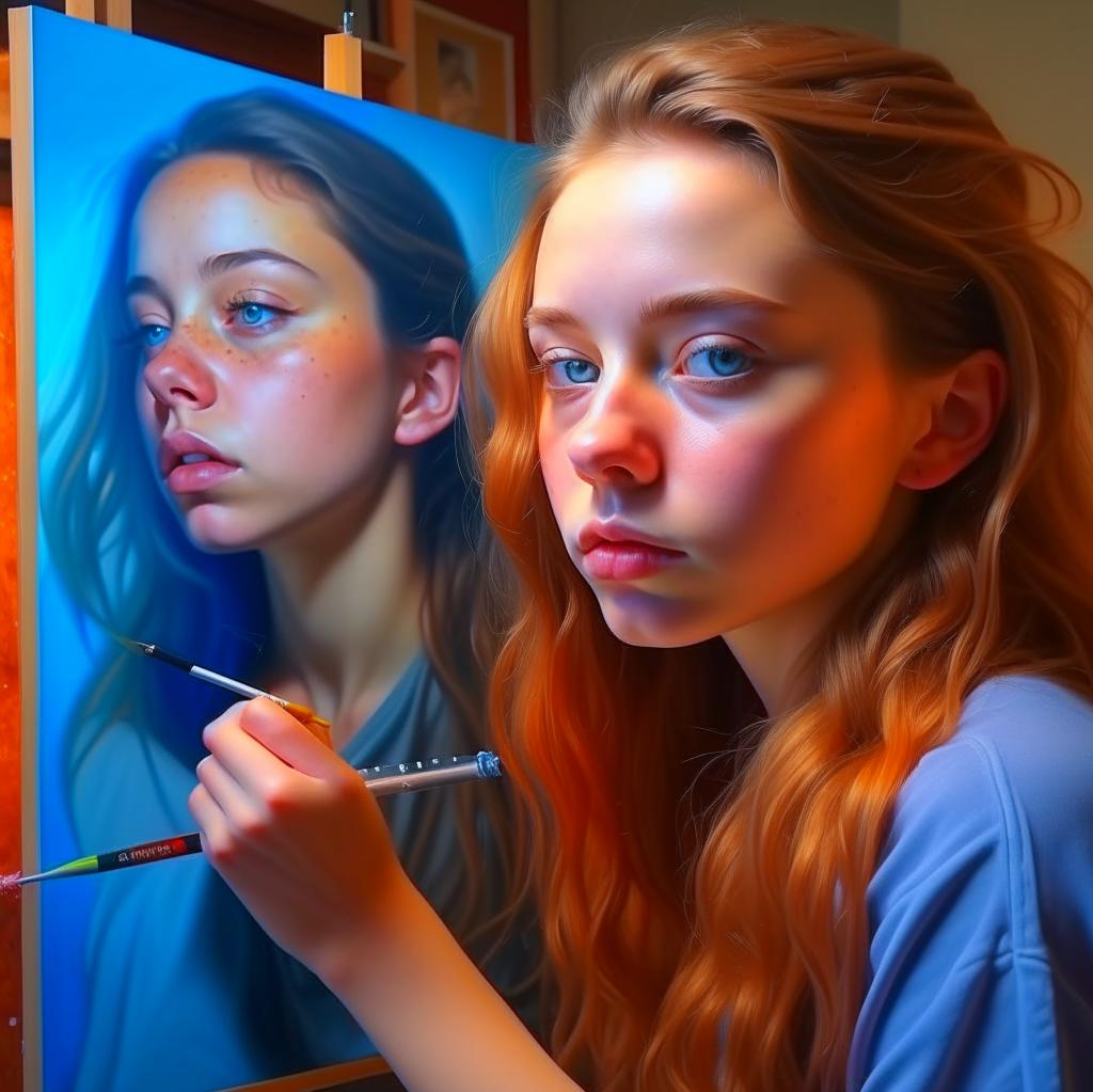 А это нам нейросеть Кандинский нарисовала. И дала в руку девушке целую кучу карандашей, выбирай - не хочу. Так тому и быть, правильная иллюстрация получилась