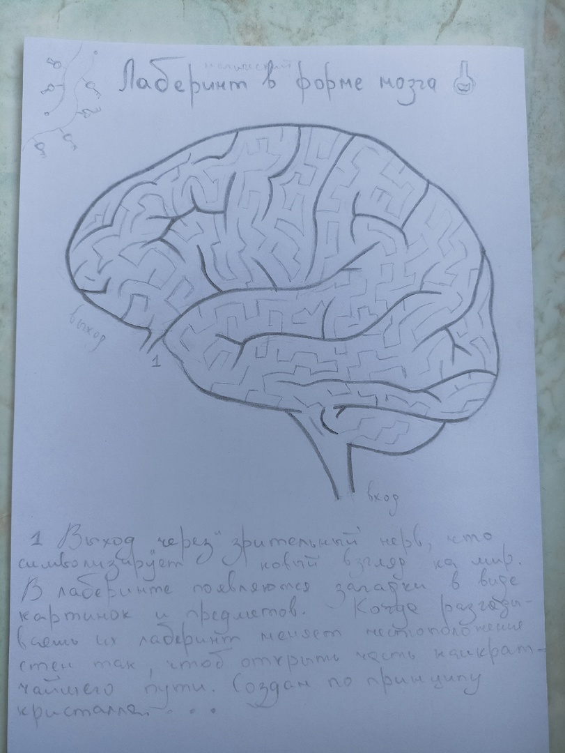 Лаберинт в форме мозга. Художник https://vk.com/public221088403