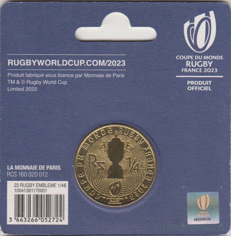 Чемпионат мира по регби-2023. 1/4 евро 2023. Алюминиевая бронза, вес 15.8 г., диаметр 34 мм. В блистере.