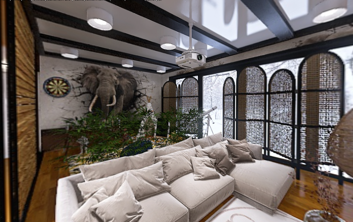 Комната отдыха в загородном доме.