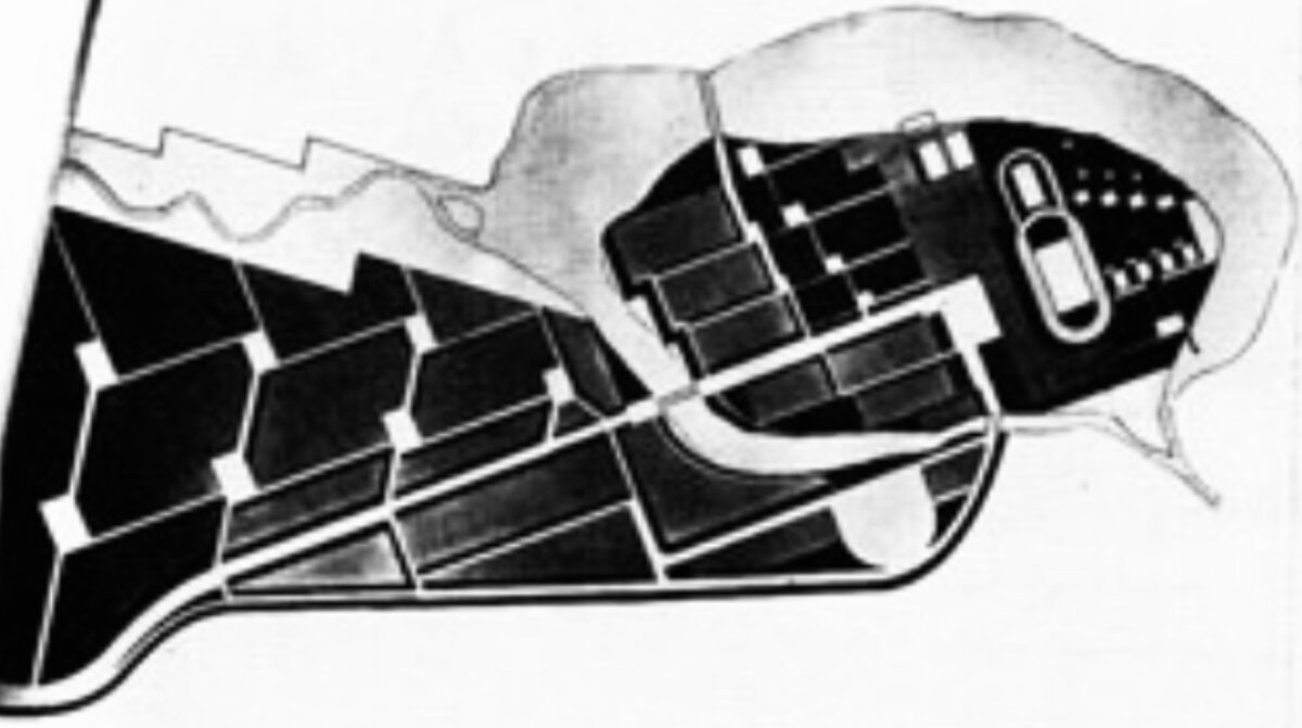 Проект планировки и застройки Измайловского поселка. Генплан. Автор неизвестен. Источник: С.О. Хан-Магомедов. Архитектура советского авангарда. М.: Строиздат, 2001.