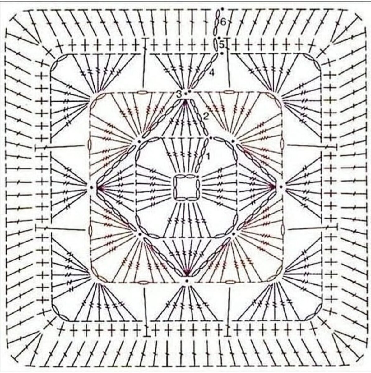 Подушка крючком квадратная схема