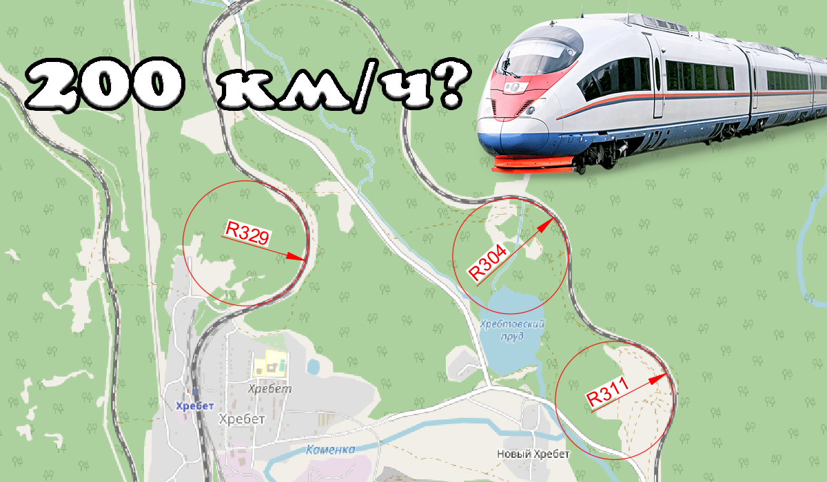 На схеме радиусы измеряются в метрах