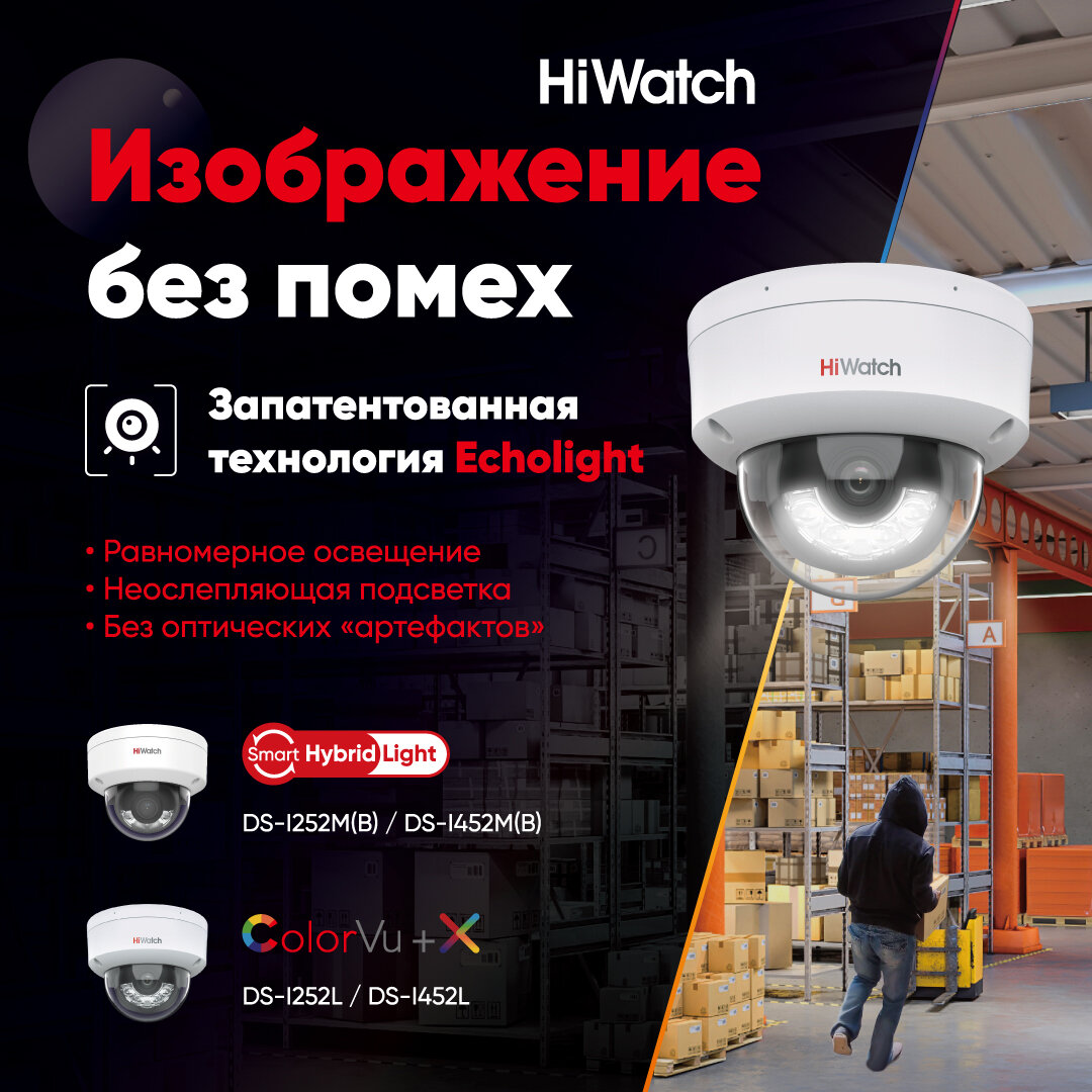 Качественное изображение без помех: купольные IP-камеры HiWatch с белой  подсветкой и технологией EchoLight | Торговый дом Видос Групп | Дзен