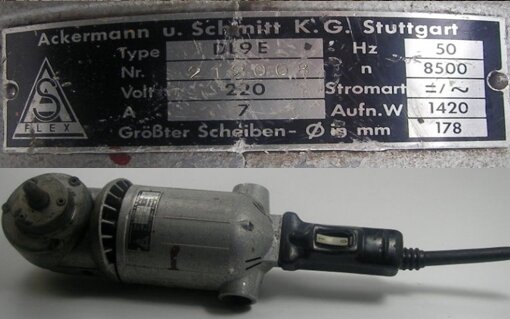 Углошлифовальная машинка фирма FLEX мод. DL9E Sammler Schleifmaschine Requisite Winkelschleifer
